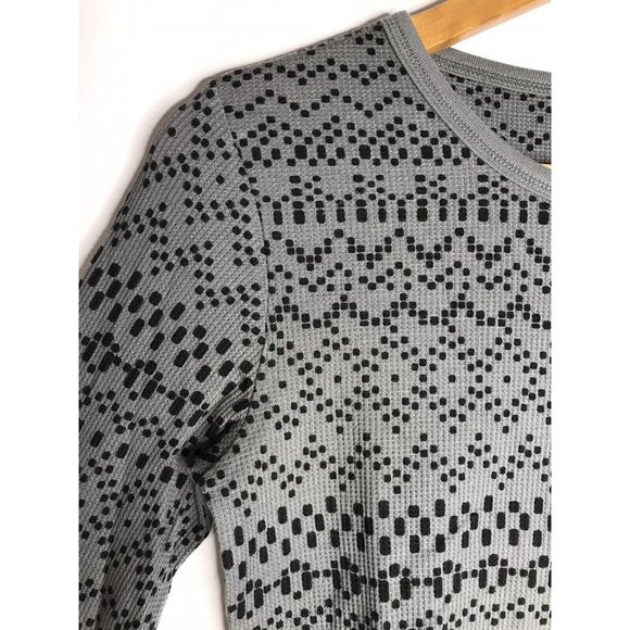 Orvis Womens Medium Waffle Thermal Top Long Sleeve Gray Black Stretch Modal - Picture 2 of 8